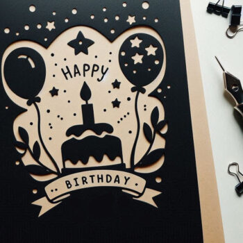 Intra απο ξύλο plywood 3mm-4mm πάχος - Κάρτα γενεθλίων Cricut Paper Cut  Δίασταση 20x20 cm INTRAFABR-118481128 - Image 1