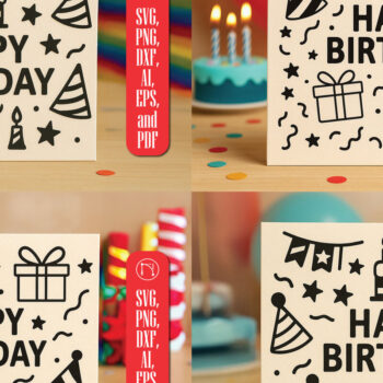 Intra απο ξύλο plywood 3mm-4mm πάχος - Πακέτο δωροκάρτας γενεθλίων Cricut  Δίασταση 4x4 cm INTRAFABR-120286348 - Image 1