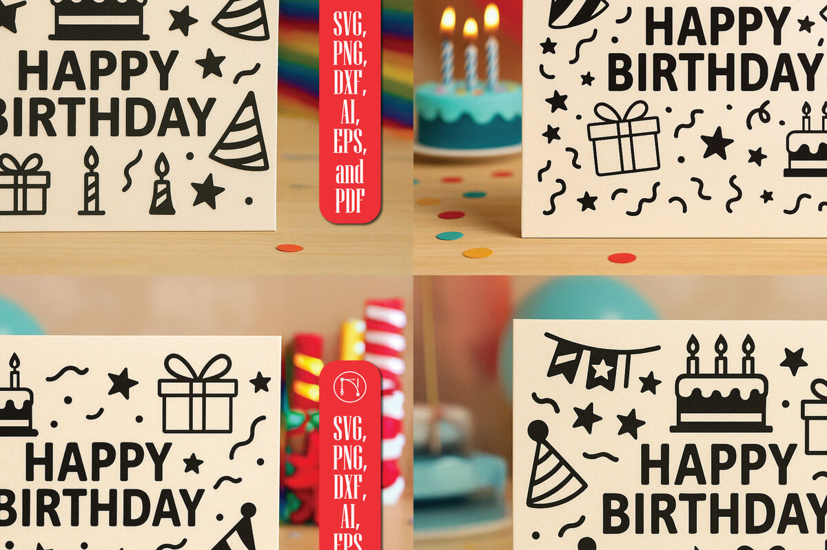 Intra απο ξύλο plywood 3mm-4mm πάχος - Πακέτο δωροκάρτας γενεθλίων Cricut  Δίασταση 4x4 cm INTRAFABR-120286348