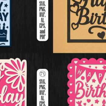 Intra απο ξύλο plywood 3mm-4mm πάχος - Πακέτο δωροκάρτας γενεθλίων Cricut  Δίασταση 20x20 cm INTRAFABR-119779525 - Image 1