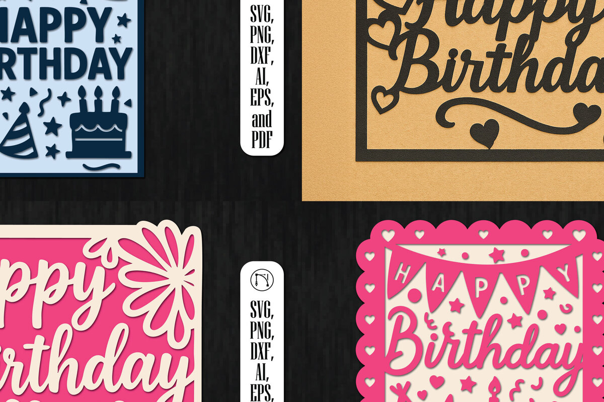 Intra απο ξύλο plywood 3mm-4mm πάχος - Πακέτο δωροκάρτας γενεθλίων Cricut  Δίασταση 20x20 cm INTRAFABR-119779525