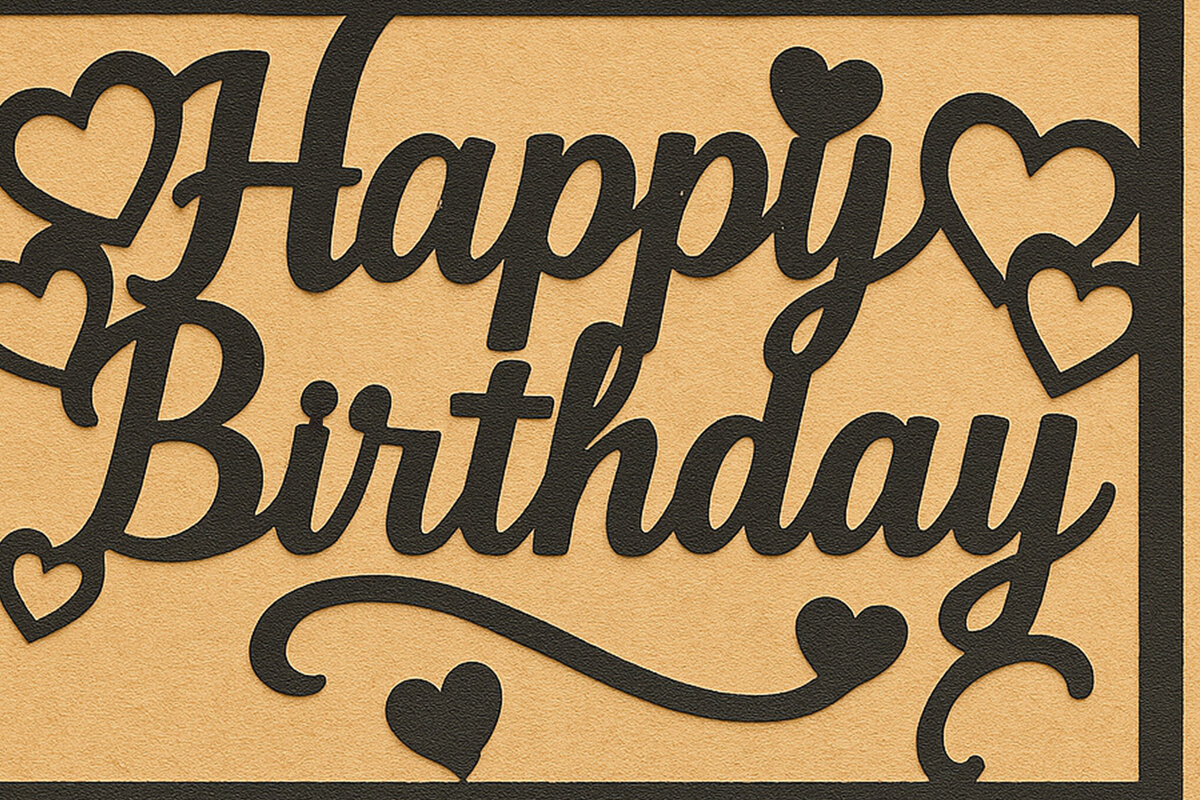 Intra απο ξύλο plywood 3mm-4mm πάχος - Cricut Δωροκάρτα γενεθλίων  Cut  Δίασταση 20x20 cm INTRAFABR-119779347