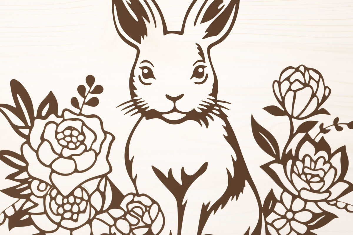 Intra απο ξύλο plywood 3mm-4mm πάχος - Cricut Bunny/Rabbit Papercut  Δίασταση 4x4 cm INTRAFABR-89941957