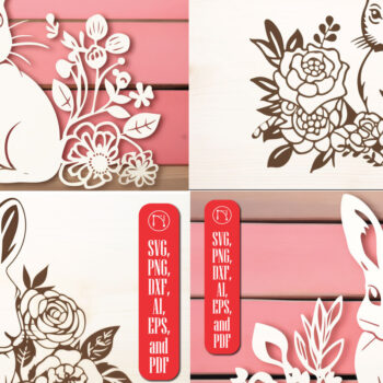 Intra απο ξύλο plywood 3mm-4mm πάχος - Cricut Bunny/Rabbit Papercut Δίασταση 4x4 cm INTRAFABR-89942160 - Image 1