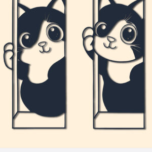 Intra απο ξύλο plywood 3mm-4mm πάχος - Γάτα Cricut που κρυφοκοιτάζει από ένα παράθυρο  Δίασταση 4x4 cm INTRAFABR-104793795