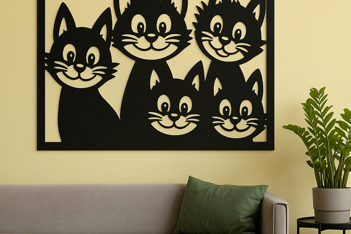 Intra απο ξύλο plywood 3mm-4mm πάχος -  Cricut Cats Art Decor  Cut File Δίασταση 4x4 cm INTRAFABR-120141325