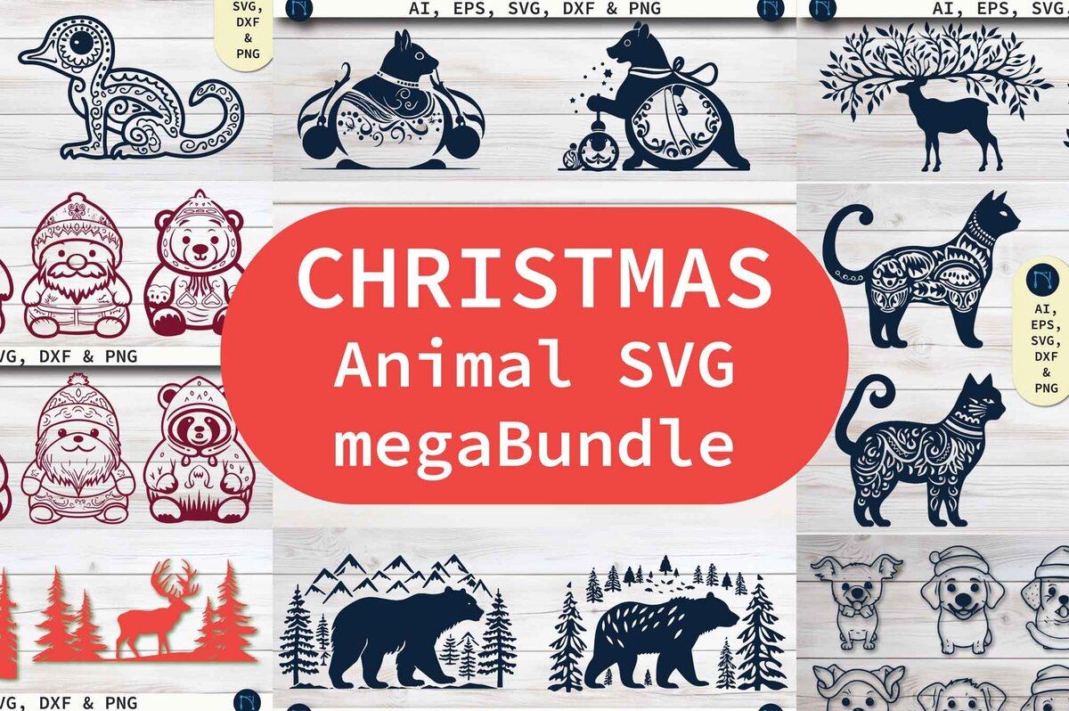 Intra απο ξύλο plywood 3mm-4mm πάχος - Πακέτο Cricut Χριστουγεννιάτικο Animal  Δίασταση 4x4 cm INTRAFABR-80866840