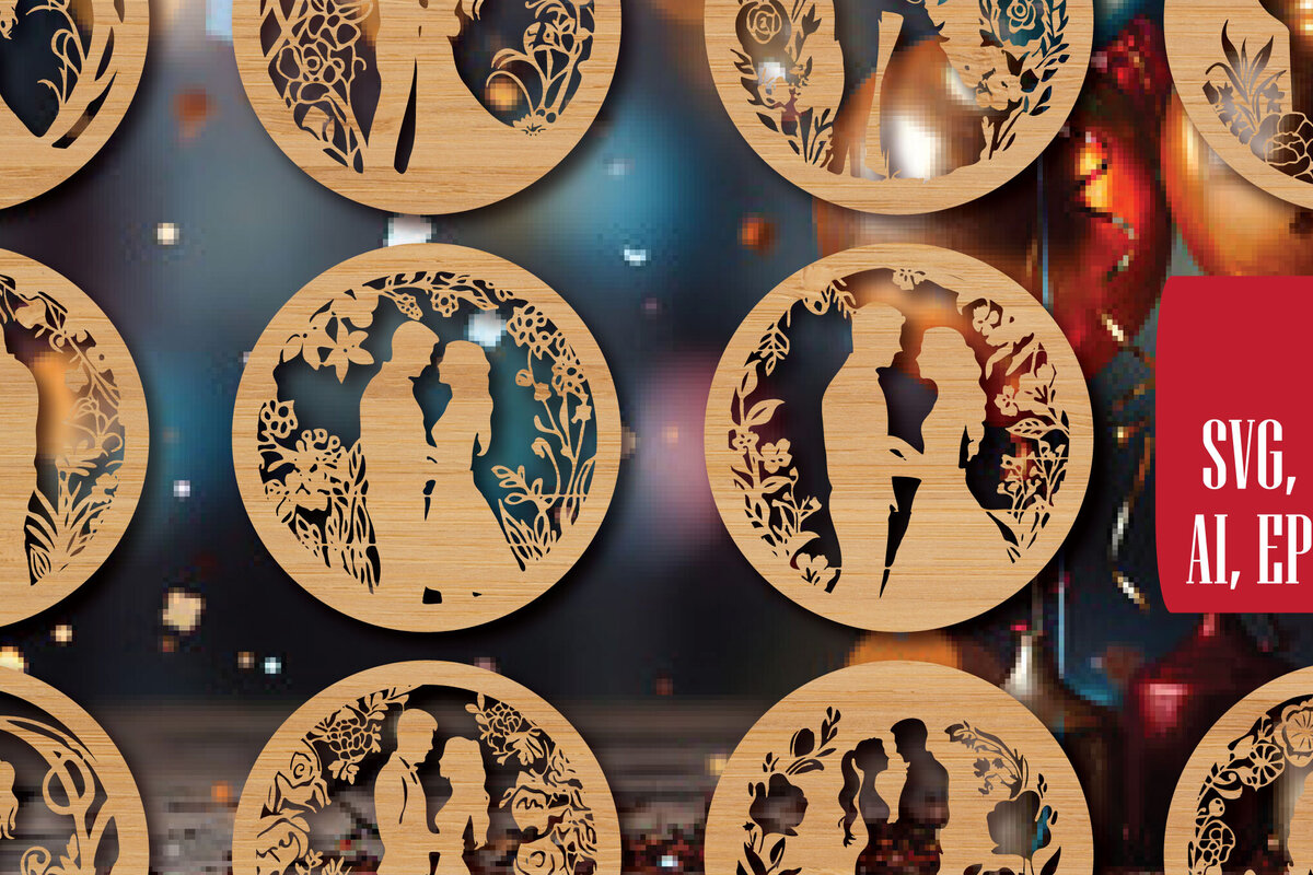 Intra απο ξύλο plywood 3mm-4mm πάχος - Cricut Χριστουγεννιάτικο Coasters Coasters  Bun Δίασταση 4x4 cm INTRAFABR-82066105