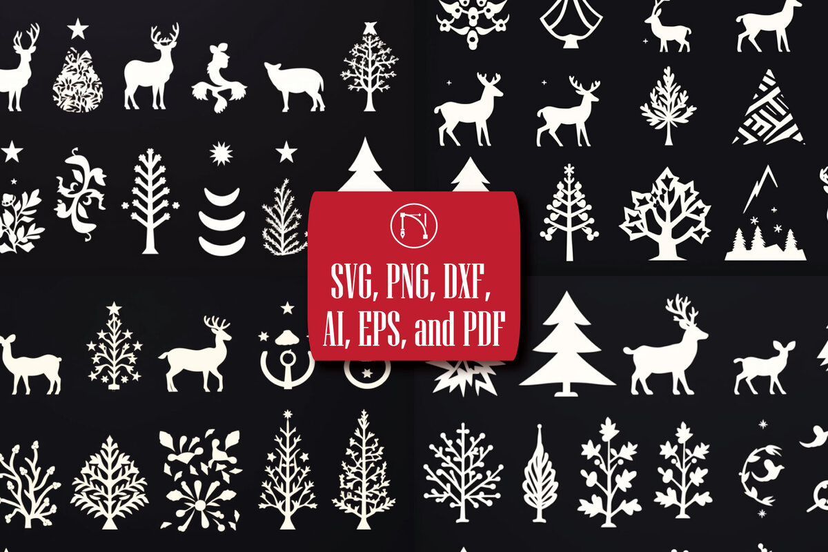 Intra απο ξύλο plywood 3mm-4mm πάχος - Πακέτο Cricut Χριστουγεννιάτικη διακόσμηση  Δίασταση 4x4 cm INTRAFABR-82371949