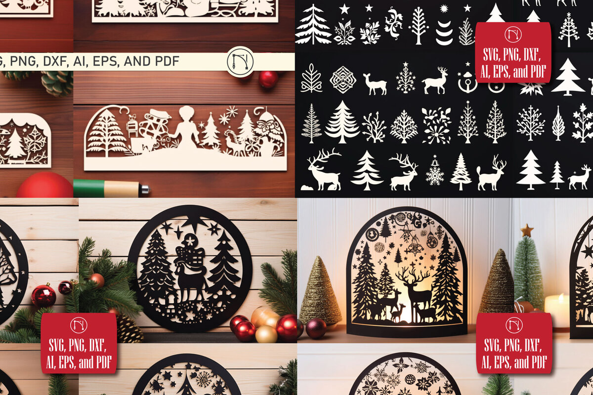 Intra απο ξύλο plywood 3mm-4mm πάχος - Cricut Christmas Decor  Mega Bundle Δίασταση 4x4 cm INTRAFABR-82372082