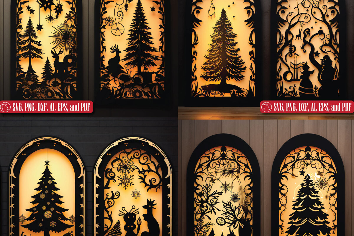 Intra απο ξύλο plywood 3mm-4mm πάχος - Πακέτο Χριστουγεννιάτικων Πόρτων Cricut  Δίασταση 6x6 cm INTRAFABR-81630578