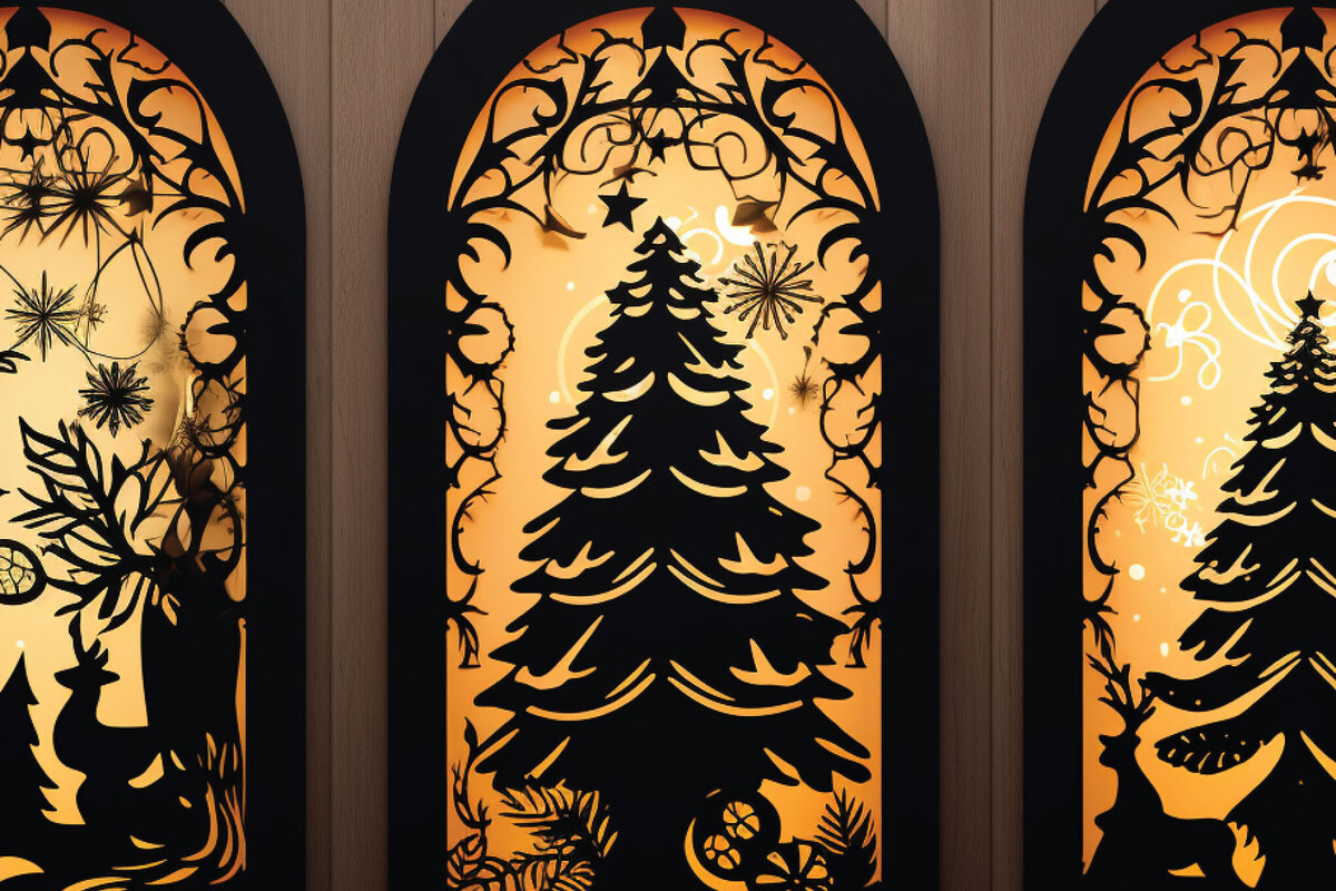 Intra απο ξύλο plywood 3mm-4mm πάχος - Πακέτο Χριστουγεννιάτικων Πόρτων Cricut  Δίασταση 6x6 cm INTRAFABR-81592291