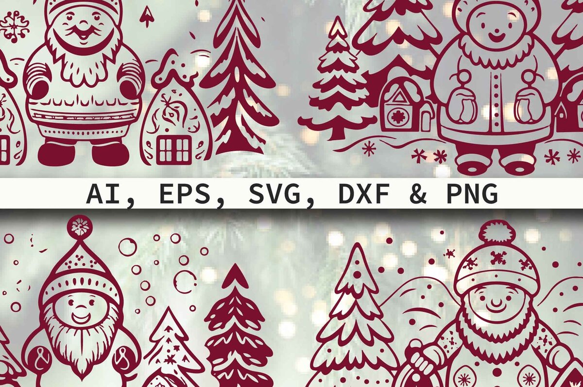 Intra απο ξύλο plywood 3mm-4mm πάχος - Πακέτο Cricut Christmas Gnome  Δίασταση 4x4 cm INTRAFABR-80915625