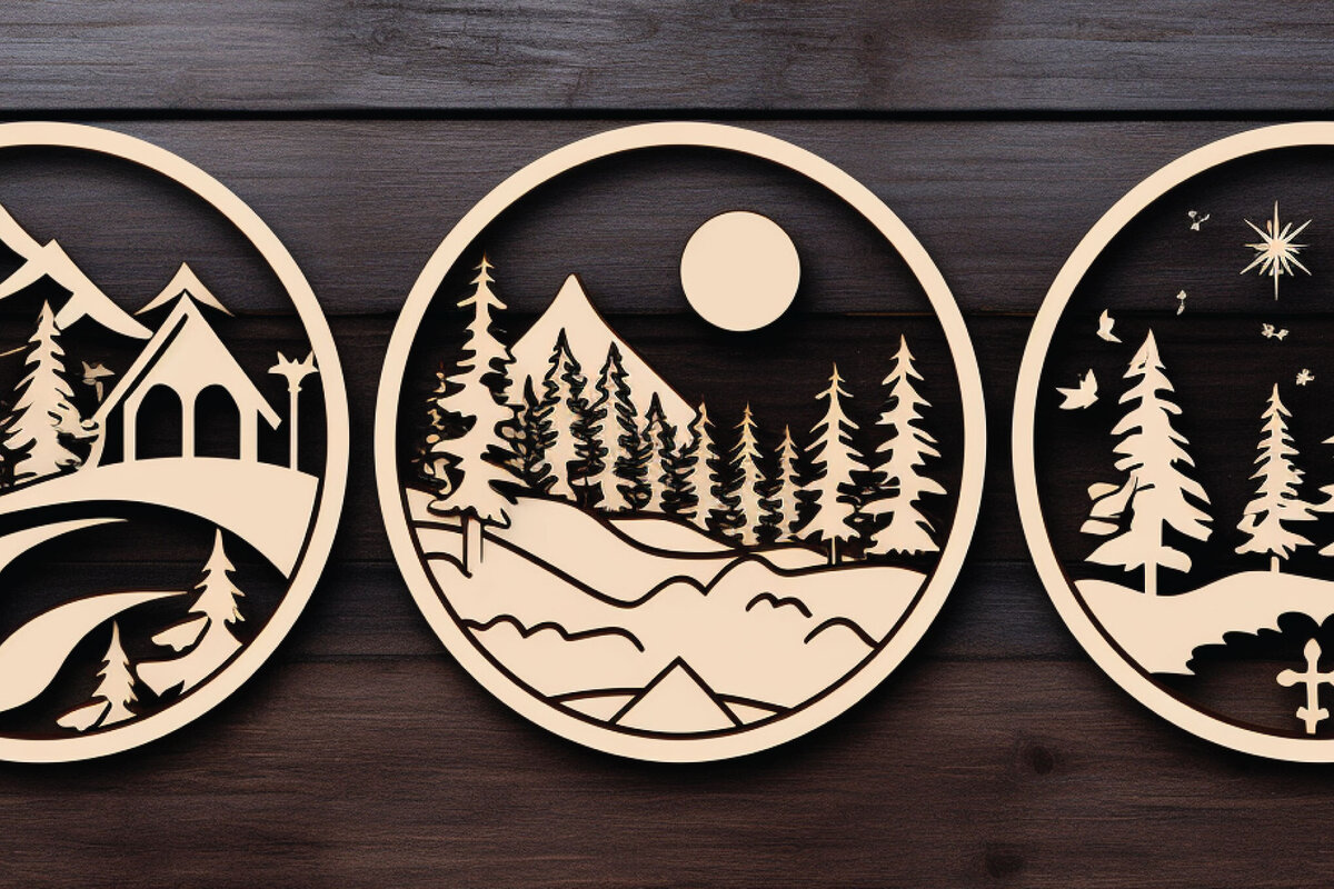 Intra απο ξύλο plywood 3mm-4mm πάχος - Cricut Χριστουγεννιάτικη Σκηνή Στολίδι  Bund Δίασταση 4x4 cm INTRAFABR-82750037