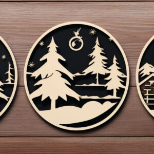 Intra απο ξύλο plywood 3mm-4mm πάχος - Cricut Χριστουγεννιάτικη Σκηνή Στολίδι  Bund Δίασταση 4x4 cm INTRAFABR-82750763