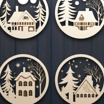 Intra απο ξύλο plywood 3mm-4mm πάχος - Cricut Χριστουγεννιάτικη Σκηνή Στολίδι  Bund Δίασταση 4x4 cm INTRAFABR-82750922 - Image 3