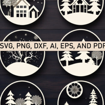 Intra απο ξύλο plywood 3mm-4mm πάχος - Cricut Χριστουγεννιάτικη Σκηνή Στολίδι  Bund Δίασταση 4x4 cm INTRAFABR-82750922 - Image 6