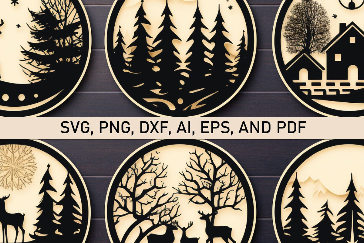 Intra απο ξύλο plywood 3mm-4mm πάχος - Cricut Χριστουγεννιάτικη Σκηνή Στολίδι  Bund Δίασταση 4x4 cm INTRAFABR-82746013