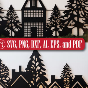 Intra απο ξύλο plywood 3mm-4mm πάχος - Πακέτο Cricut Christmas Village  Δίασταση 4x4 cm INTRAFABR-81561904