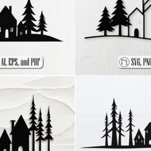 Intra απο ξύλο plywood 3mm-4mm πάχος - Πακέτο Cricut Christmas Village  Δίασταση 4x4 cm INTRAFABR-108385365