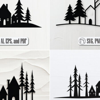 Intra απο ξύλο plywood 3mm-4mm πάχος - Πακέτο Cricut Christmas Village  Δίασταση 4x4 cm INTRAFABR-108385365 - Image 1