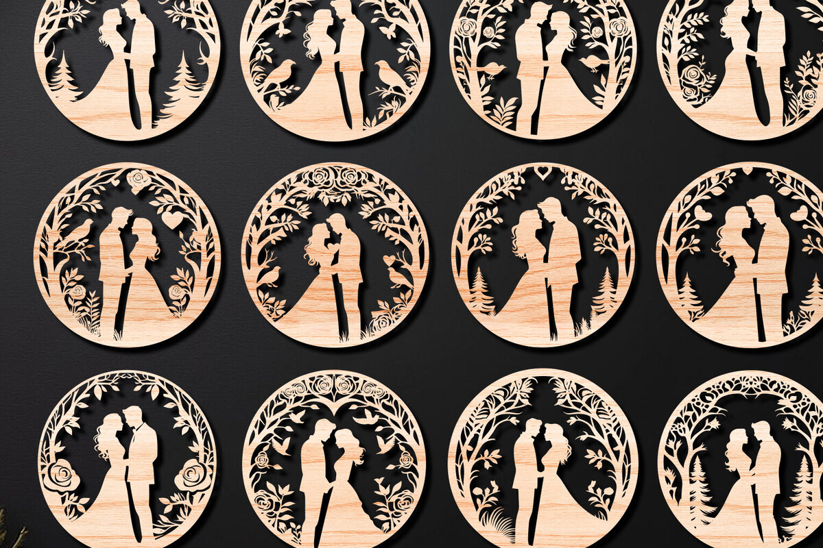 Intra απο ξύλο plywood 3mm-4mm πάχος - Cricut Couple Laser Cut Love  Δίασταση 20x20 cm INTRAFABR-111905607