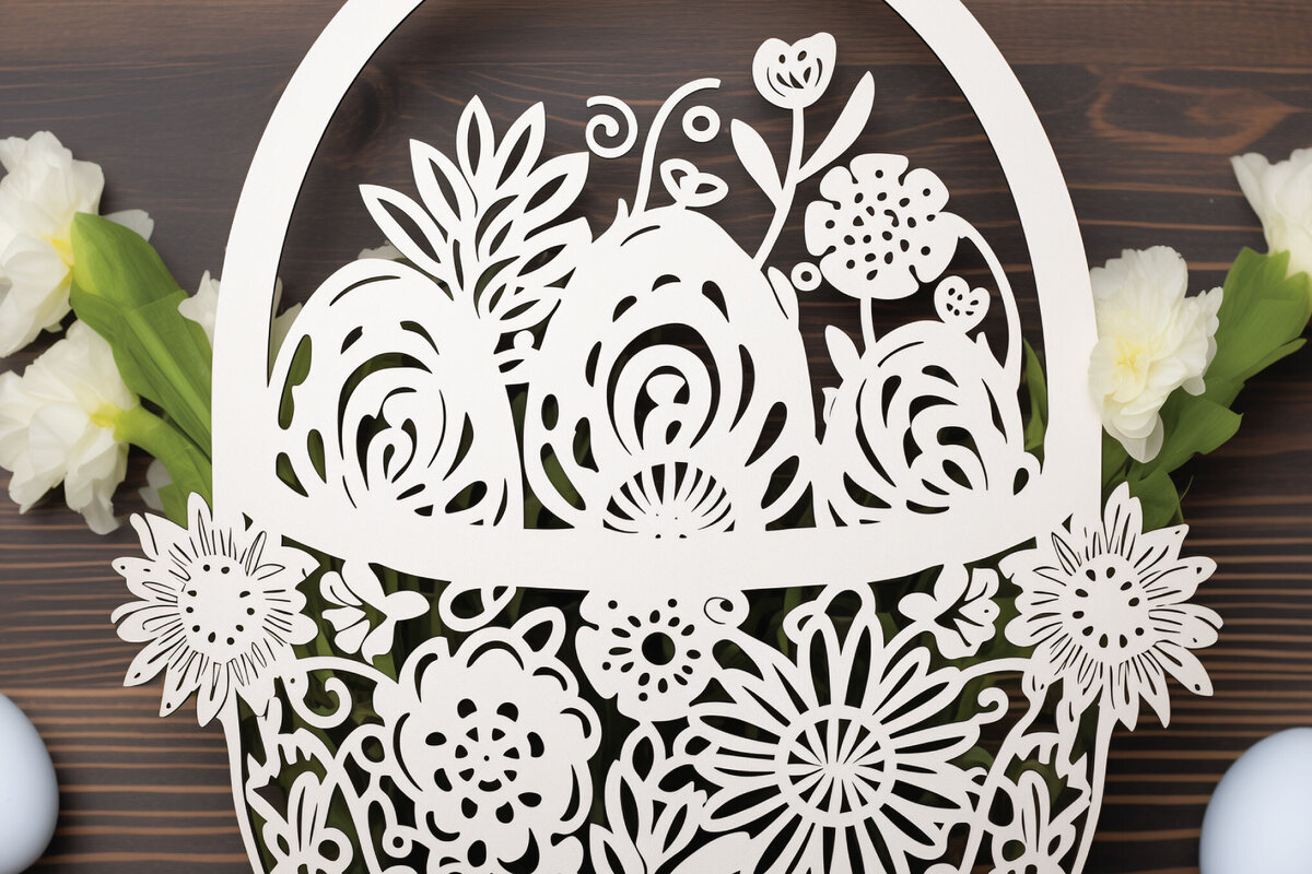 Intra απο ξύλο plywood 3mm-4mm πάχος - Cricut Πασχαλινό καλάθι Papercut  Δίασταση 4x4 cm INTRAFABR-89995490