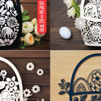 Intra απο ξύλο plywood 3mm-4mm πάχος - Cricut Πασχαλινό καλάθι Papercut Πακέτο Δίασταση 4x4 cm INTRAFABR-89995653 - Image 1