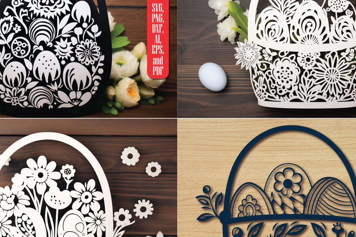 Intra απο ξύλο plywood 3mm-4mm πάχος - Cricut Πασχαλινό καλάθι Papercut  Πακέτο Δίασταση 4x4 cm INTRAFABR-89995653