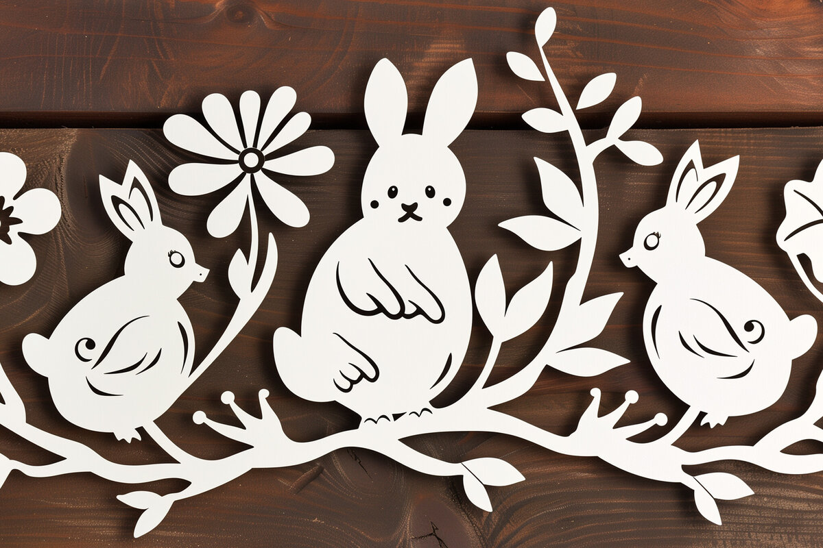 Intra απο ξύλο plywood 3mm-4mm πάχος - Cricut Πασχαλινό Laser Cut  Δίασταση 4x4 cm INTRAFABR-94062094