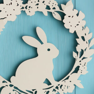 Intra απο ξύλο plywood 3mm-4mm πάχος - Cricut Πασχαλινό στεφάνι με λαγουδάκι  Cut Δίασταση 4x4 cm INTRAFABR-115602120