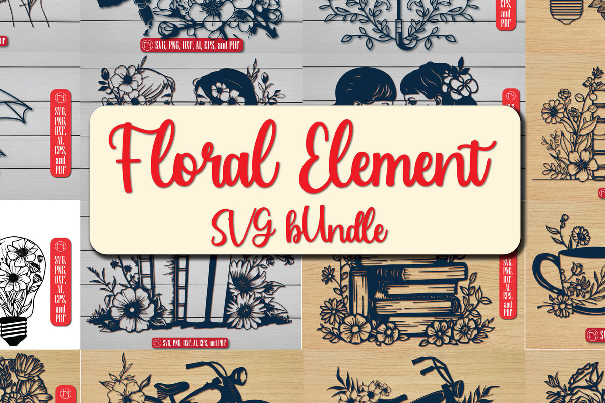 Intra απο ξύλο plywood 3mm-4mm πάχος - Σετ Cricut Element with Flowers  Δίασταση 4x4 cm INTRAFABR-91113453