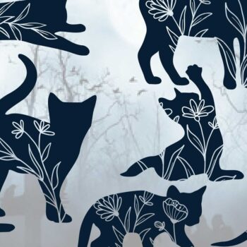 Intra απο ξύλο plywood 3mm-4mm πάχος - Πακέτο Cricut Floral Black Cats  Δίασταση 4x4 cm INTRAFABR-77672917 - Image 1