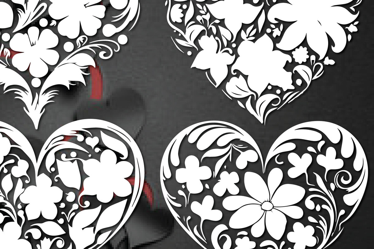 Intra απο ξύλο plywood 3mm-4mm πάχος - Πακέτο Cricut Floral Flower Heart  Δίασταση 20x20 cm INTRAFABR-86298685