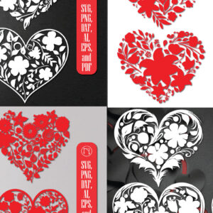 Intra απο ξύλο plywood 3mm-4mm πάχος - Πακέτο Cricut Floral Flower Heart  Δίασταση 20x20 cm INTRAFABR-86300818