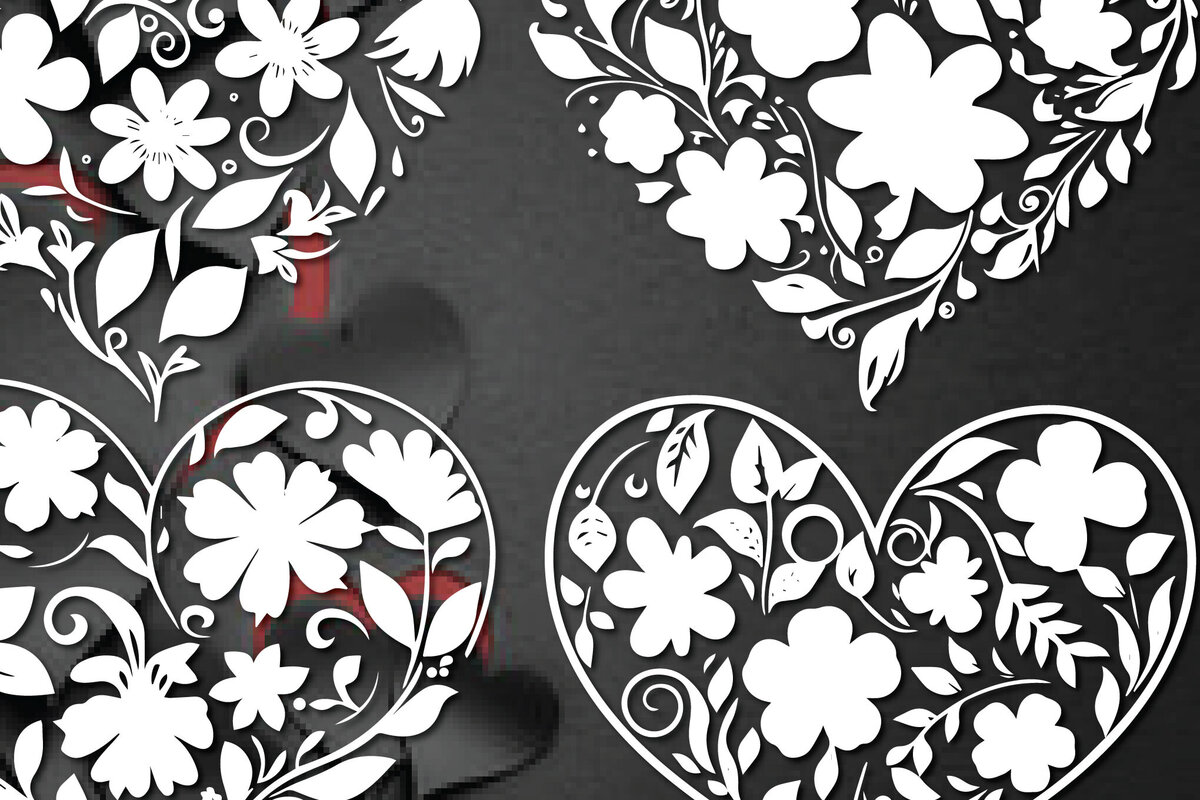 Intra απο ξύλο plywood 3mm-4mm πάχος - Πακέτο Cricut Floral Flower Heart  Δίασταση 20x20 cm INTRAFABR-86294455