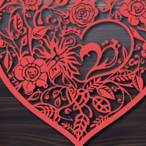 Intra απο ξύλο plywood 3mm-4mm πάχος -  Cricut Flower Heart  Cut Δίασταση 4x4 cm INTRAFABR-89653230