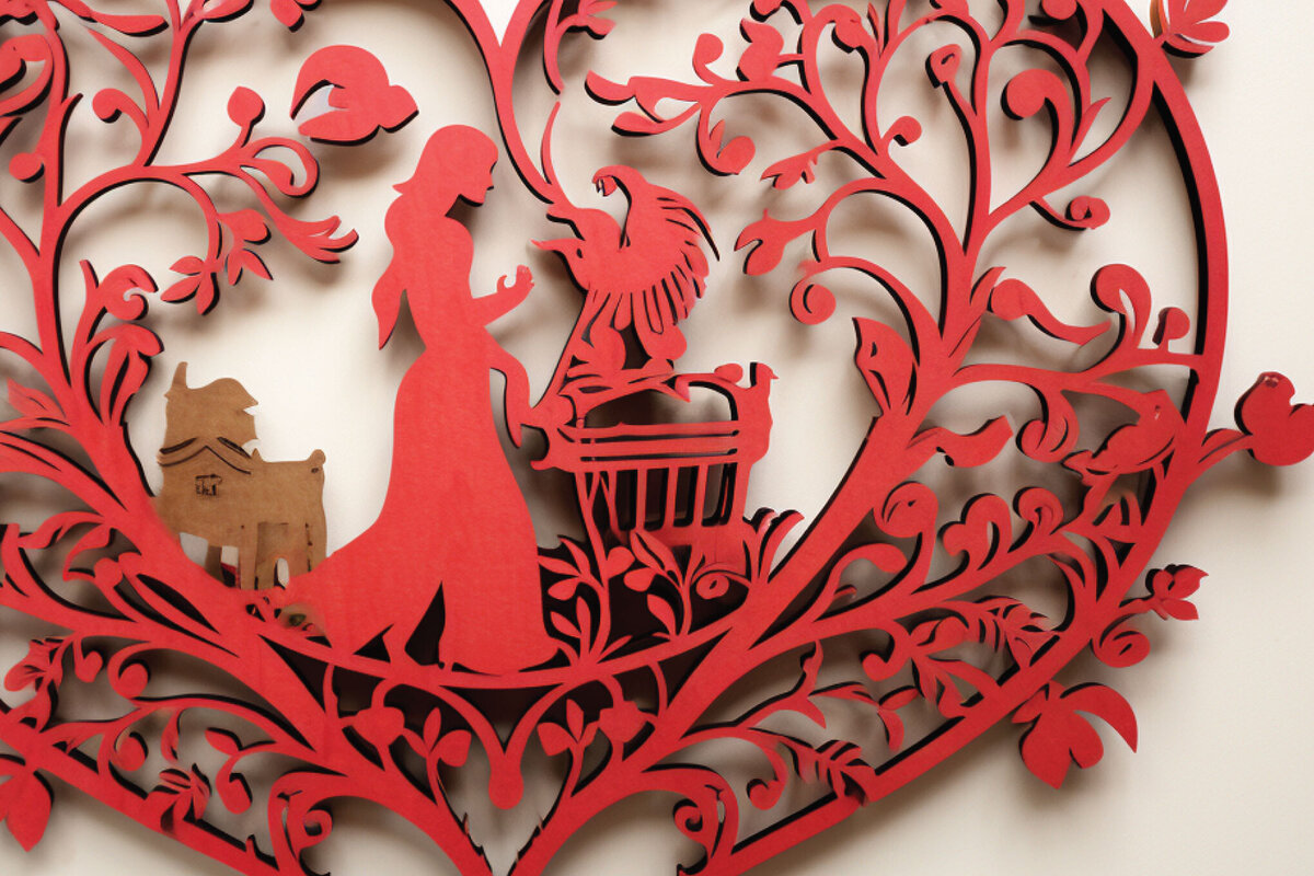 Intra απο ξύλο plywood 3mm-4mm πάχος -  Cricut Flower Heart  Cut Δίασταση 4x4 cm INTRAFABR-89660743