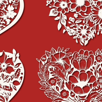 Intra απο ξύλο plywood 3mm-4mm πάχος - Πακέτο υ Cricut Flower Heart  Cut Δίασταση 4x4 cm INTRAFABR-89607632 - Image 1