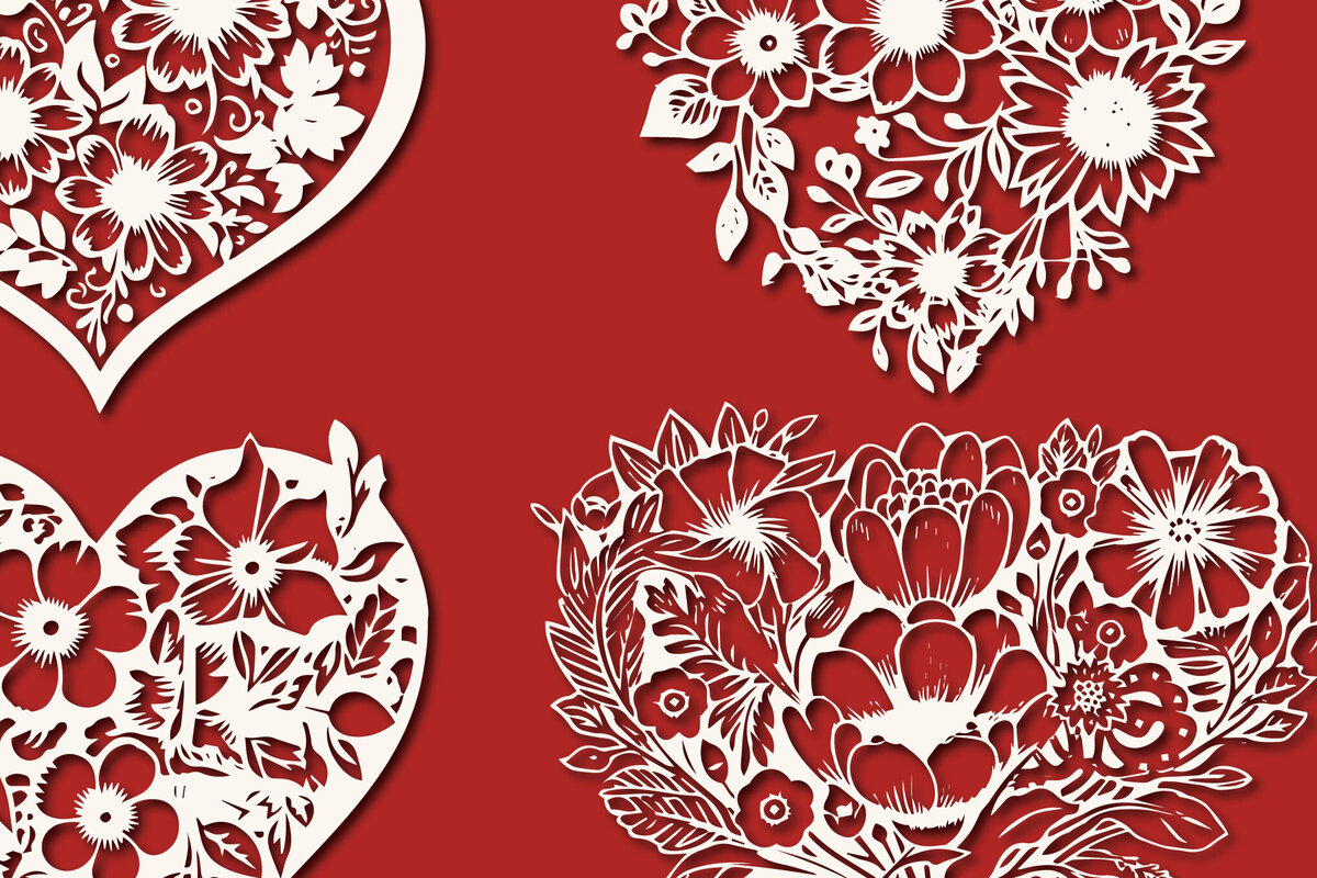 Intra απο ξύλο plywood 3mm-4mm πάχος - Πακέτο υ Cricut Flower Heart  Cut Δίασταση 4x4 cm INTRAFABR-89607632