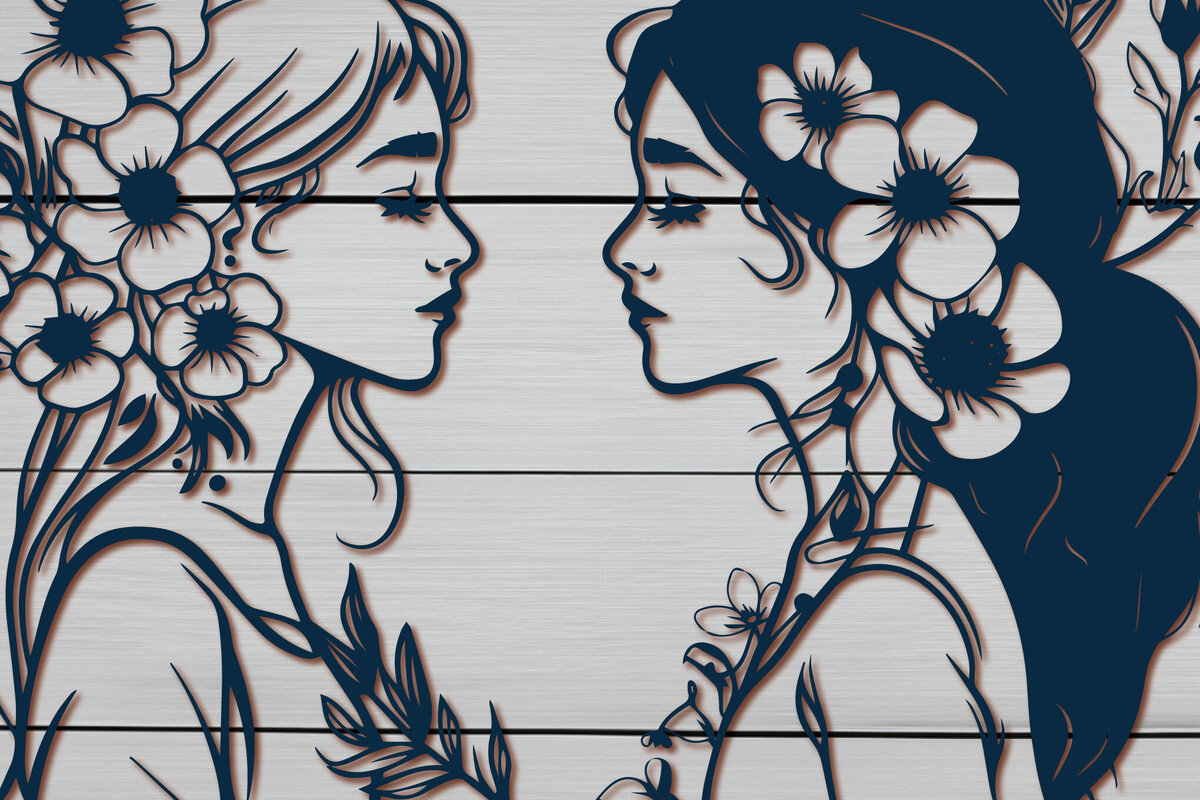 Intra απο ξύλο plywood 3mm-4mm πάχος - Cricut Girls with Flowers Σετ  Δίασταση 4x4 cm INTRAFABR-91038617