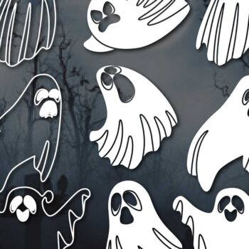 Intra απο ξύλο plywood 3mm-4mm πάχος - Πακέτο Cricut Halloween Ghosts  Δίασταση 15x15 cm INTRAFABR-77675646 - Image 1