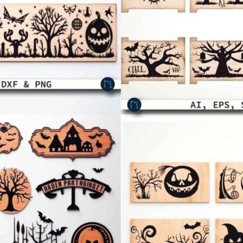 Intra απο ξύλο plywood 3mm-4mm πάχος - Πακέτο  Ξύλινων πινακίδων Cricut Halloween Δίασταση 15x15 cm INTRAFABR-80703466 - Image 1