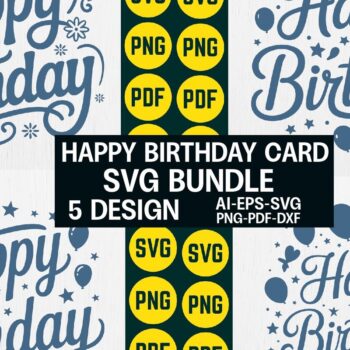 Intra απο ξύλο plywood 3mm-4mm πάχος - Πακέτο κάρτας Cricut Happy Birthday Δίασταση 20x20 cm INTRAFABR-120883855 - Image 1