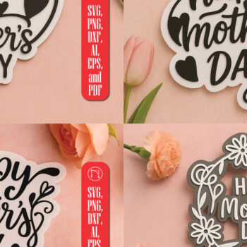Intra απο ξύλο plywood 3mm-4mm πάχος - Πακέτο Cricut Happy Mother Day Δίασταση 20x20 cm INTRAFABR-120154915 - Image 1