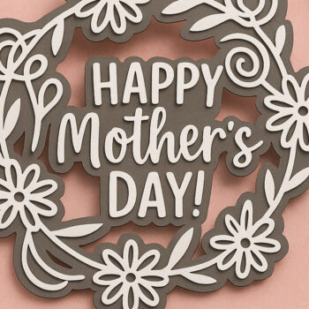 Intra απο ξύλο plywood 3mm-4mm πάχος - Cricut Happy Mother Day  Cut  Δίασταση 20x20 cm INTRAFABR-120152168 - Image 1