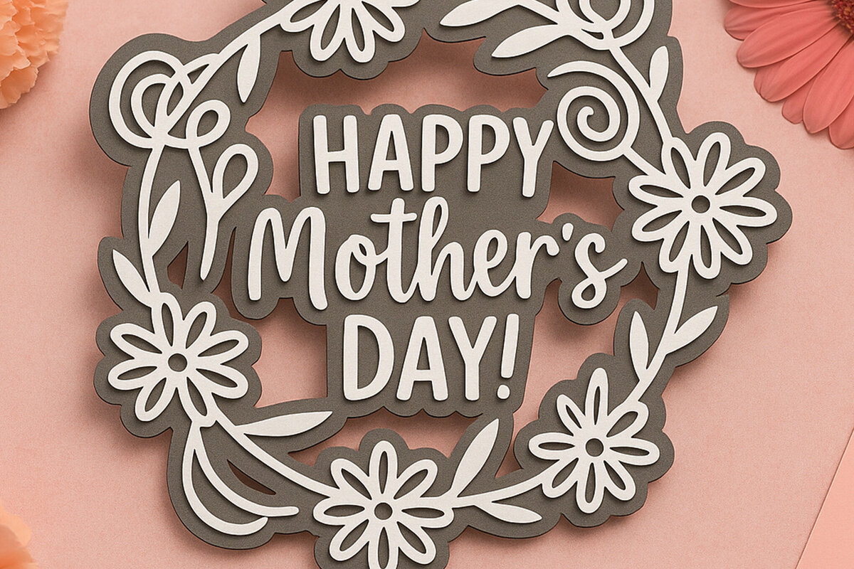Intra απο ξύλο plywood 3mm-4mm πάχος - Cricut Happy Mother Day  Cut  Δίασταση 20x20 cm INTRAFABR-120152168