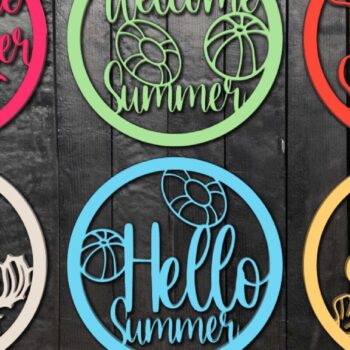 Intra απο ξύλο plywood 3mm-4mm πάχος - Πακέτο Cricut Hello/Welcome Summer  Δίασταση 20x20 cm INTRAFABR-73815157 - Image 1