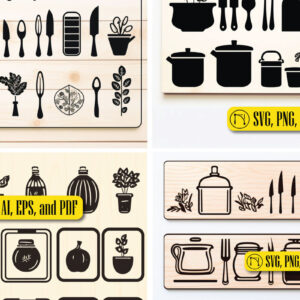 Intra απο ξύλο plywood 3mm-4mm πάχος - Πακέτο Cricut Kitchen Decor  MEGA Δίασταση 40x50 cm INTRAFABR-82771326