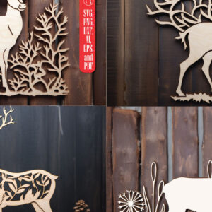 Intra απο ξύλο plywood 3mm-4mm πάχος - Cricut Laser Cut Deer  Decor Bundle Δίασταση 30x20 cm INTRAFABR-88581069